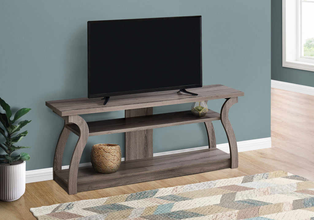 Taupe Wood Open Shelving TV Stand By Homeroots | TV Stands | Modishstore - 6