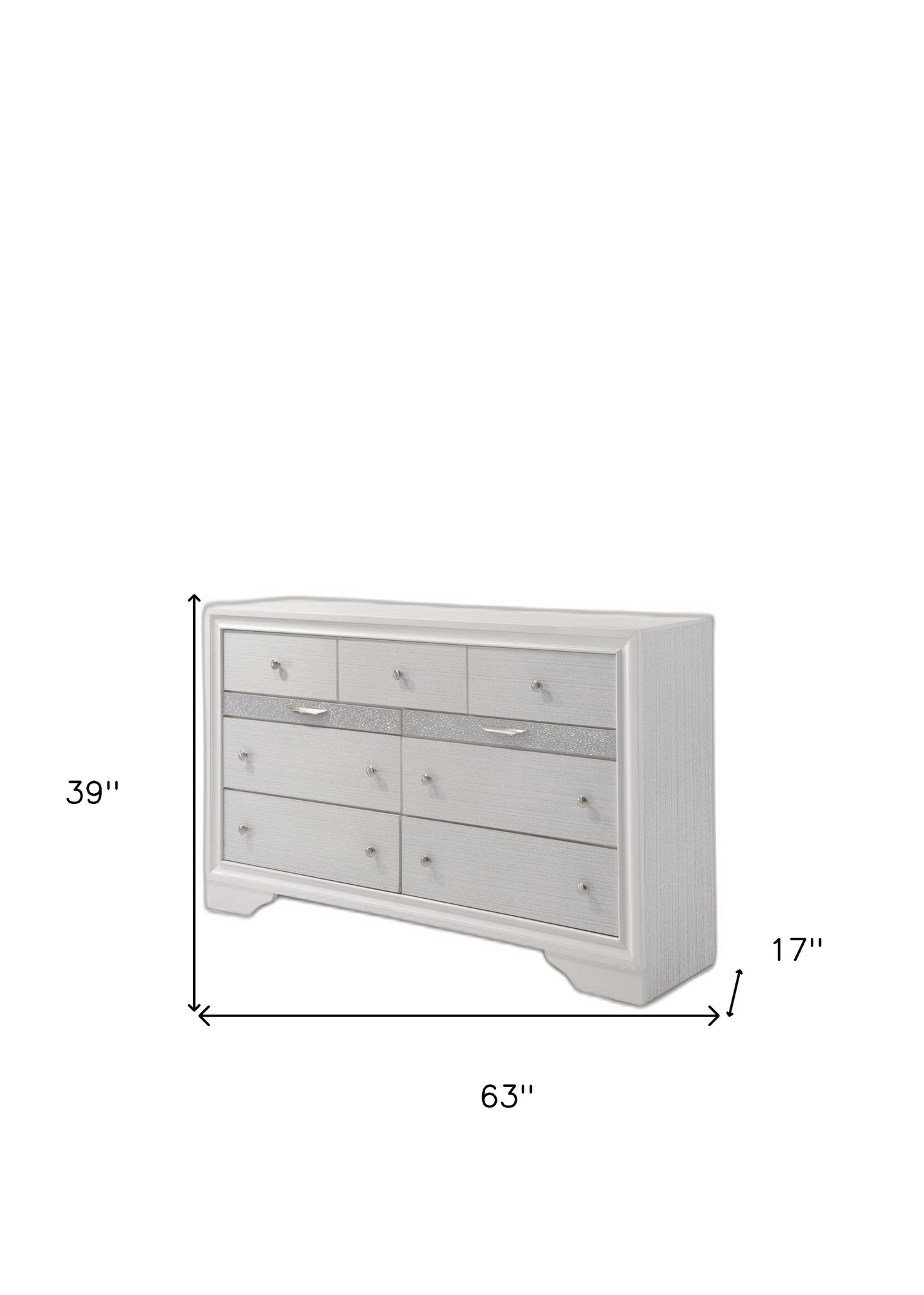 White Manufactured Wood Nine Drawer Triple Dresser By Homeroots | Dressers | Modishstore - 5