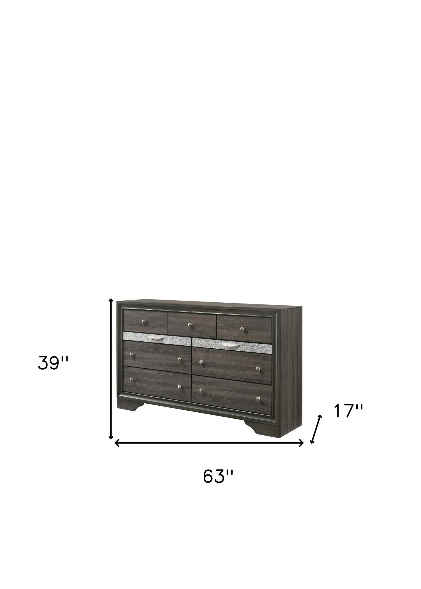 Gray Solid and Manufactured Wood Nine Drawer Triple Dresser By Homeroots | Dressers | Modishstore - 4
