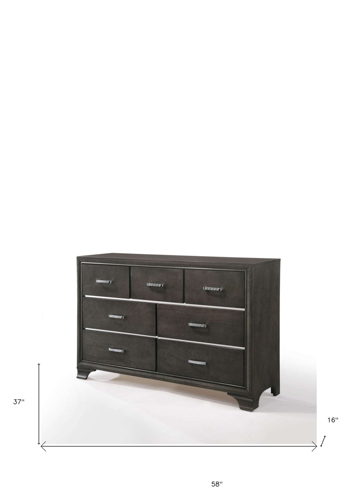 Gray Solid and Manufactured Wood Seven Drawer Triple Dresser By Homeroots | Dressers | Modishstore - 3