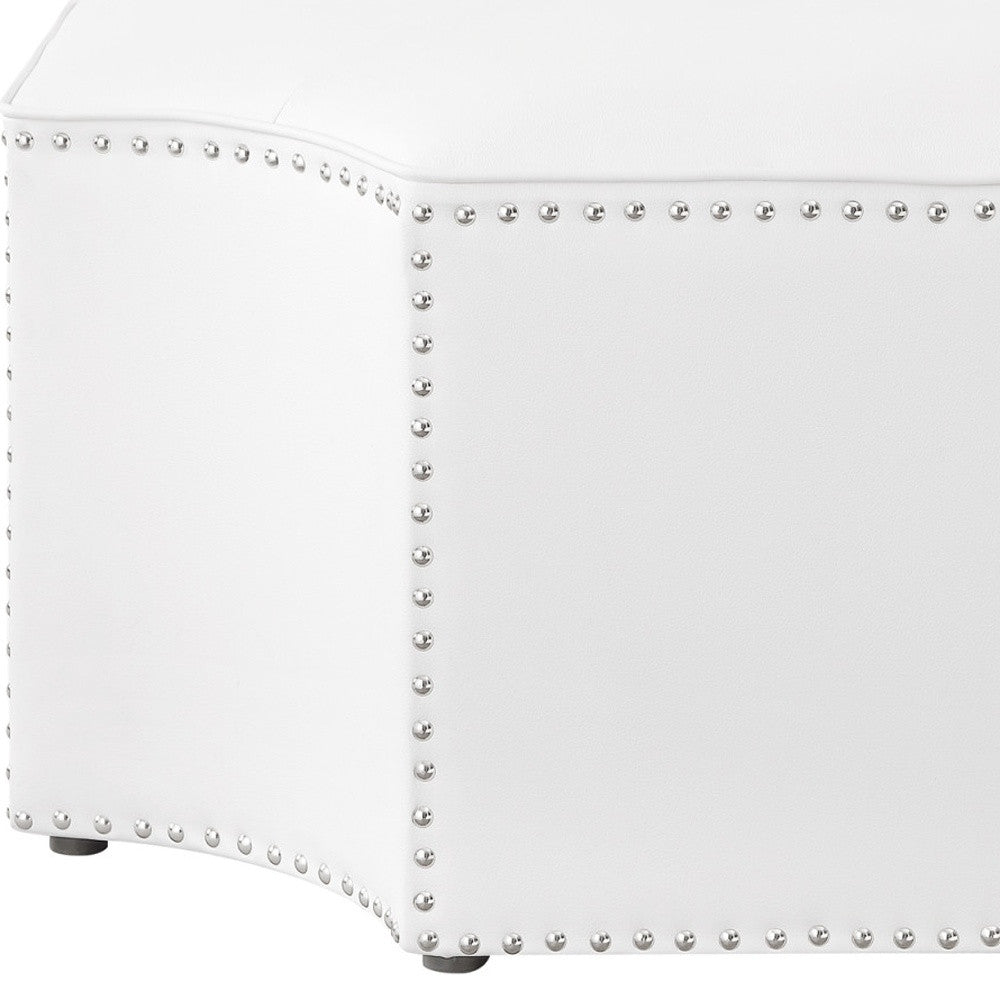 White Faux Leather Tufted Octagonal Cocktail Ottoman By Homeroots | Ottomans | Modishstore - 8