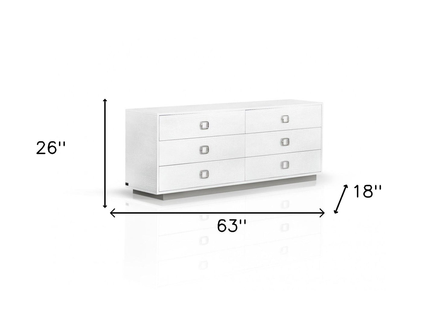 White Solid And Manufactured Wood Six Drawer Dresser By Homeroots | Dressers | Modishstore - 5