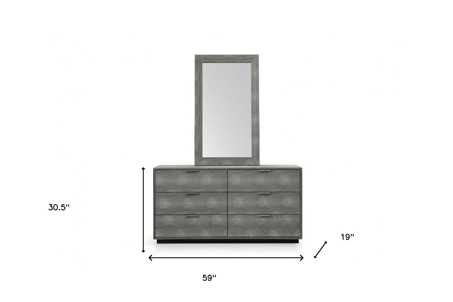 Grey Solid And Manufactured Wood Six Drawer Double Dresser By Homeroots | Dressers | Modishstore - 5