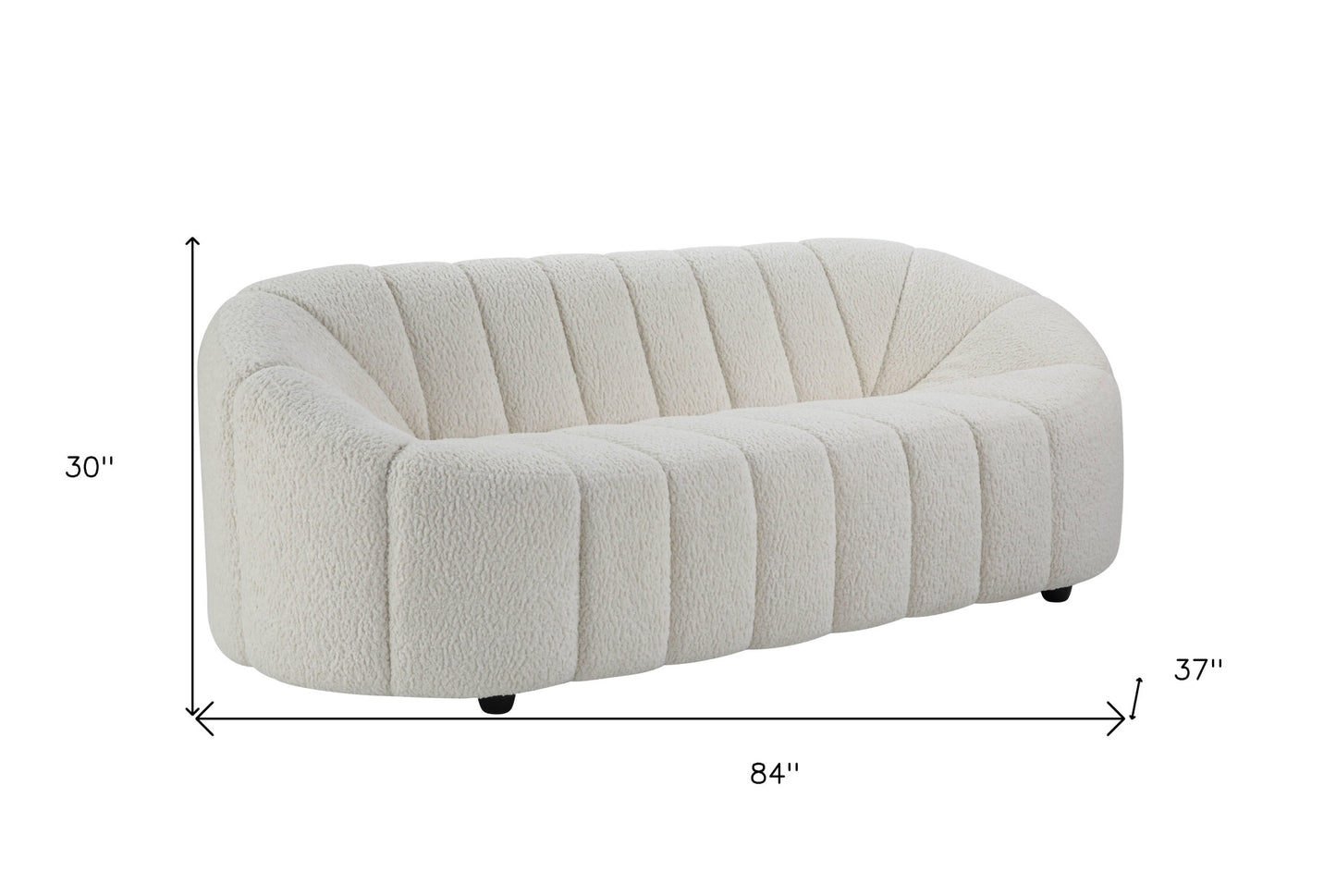 White Sherpa Sofa With Black Legs By Homeroots | Sofas | Modishstore - 5