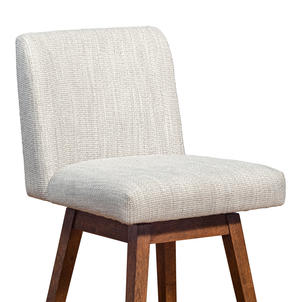 Beige And Brown Solid Wood Swivel Bar Height Bar Chair By Homeroots | Bar Stools | Modishstore - 8