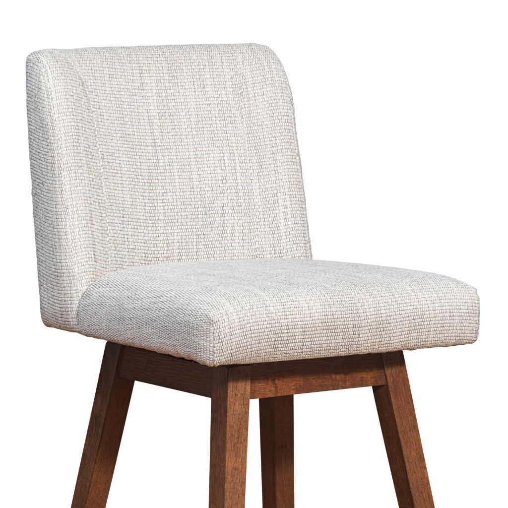 Beige and Wood Brown Solid Wood Bar Height Swivel Bar Chair By Homeroots | Bar Stools | Modishstore - 8