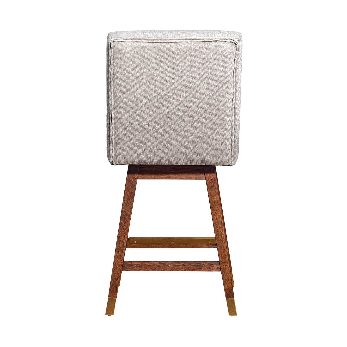 Beige and Brown Fabric and Solid Wood Counter Height Swivel Bar Chair By Homeroots | Bar Stools | Modishstore - 8