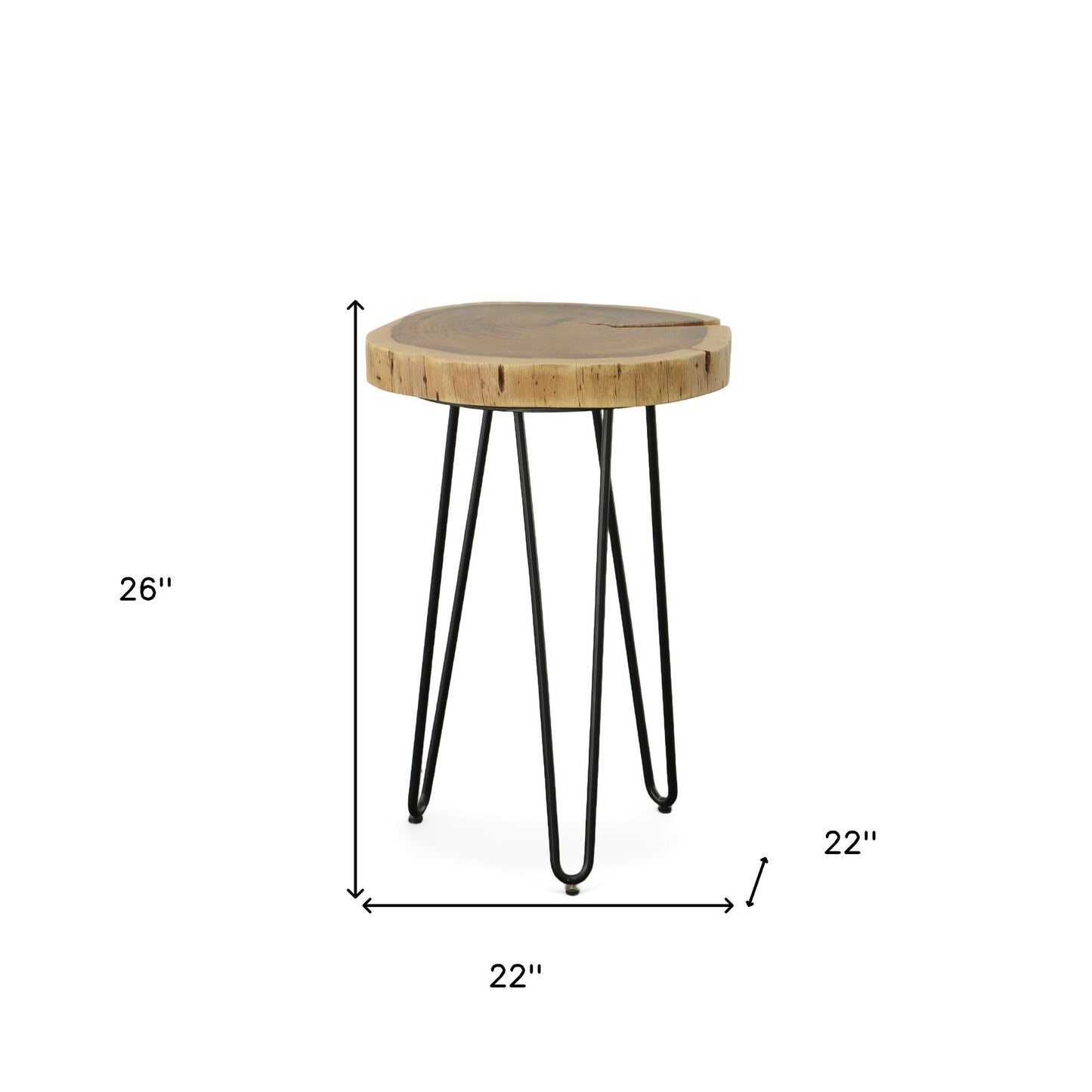 Black Solid Wood And Iron Round End Table By Homeroots | End Tables | Modishstore - 5