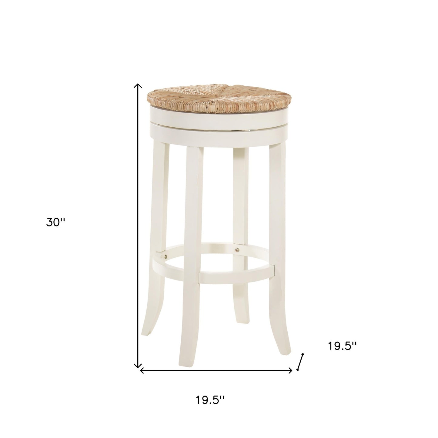 Natural And Antiqued White Solid Wood Swivel Backless Bar Height Bar Chair By Homeroots | Bar Stools | Modishstore - 5
