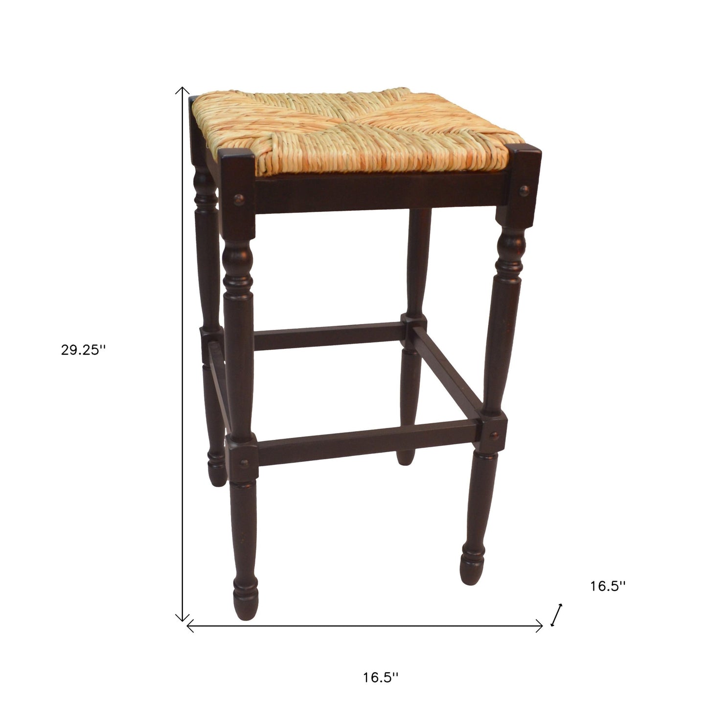 Natural and Espresso Wicker and Solid Wood Backless Bar Height Bar Chair By Homeroots | Bar Stools | Modishstore - 4