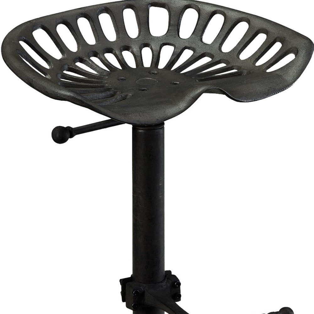 Black Iron Backless Adjustable Height Bar Chair By Homeroots | Bar Stools | Modishstore - 5