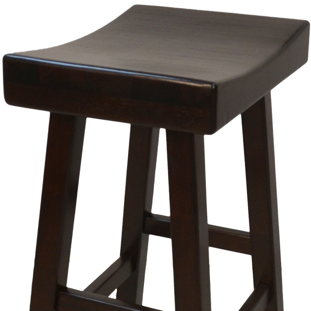 Espresso Solid Wood Backless Bar Height Bar Chair By Homeroots | Bar Stools | Modishstore - 5