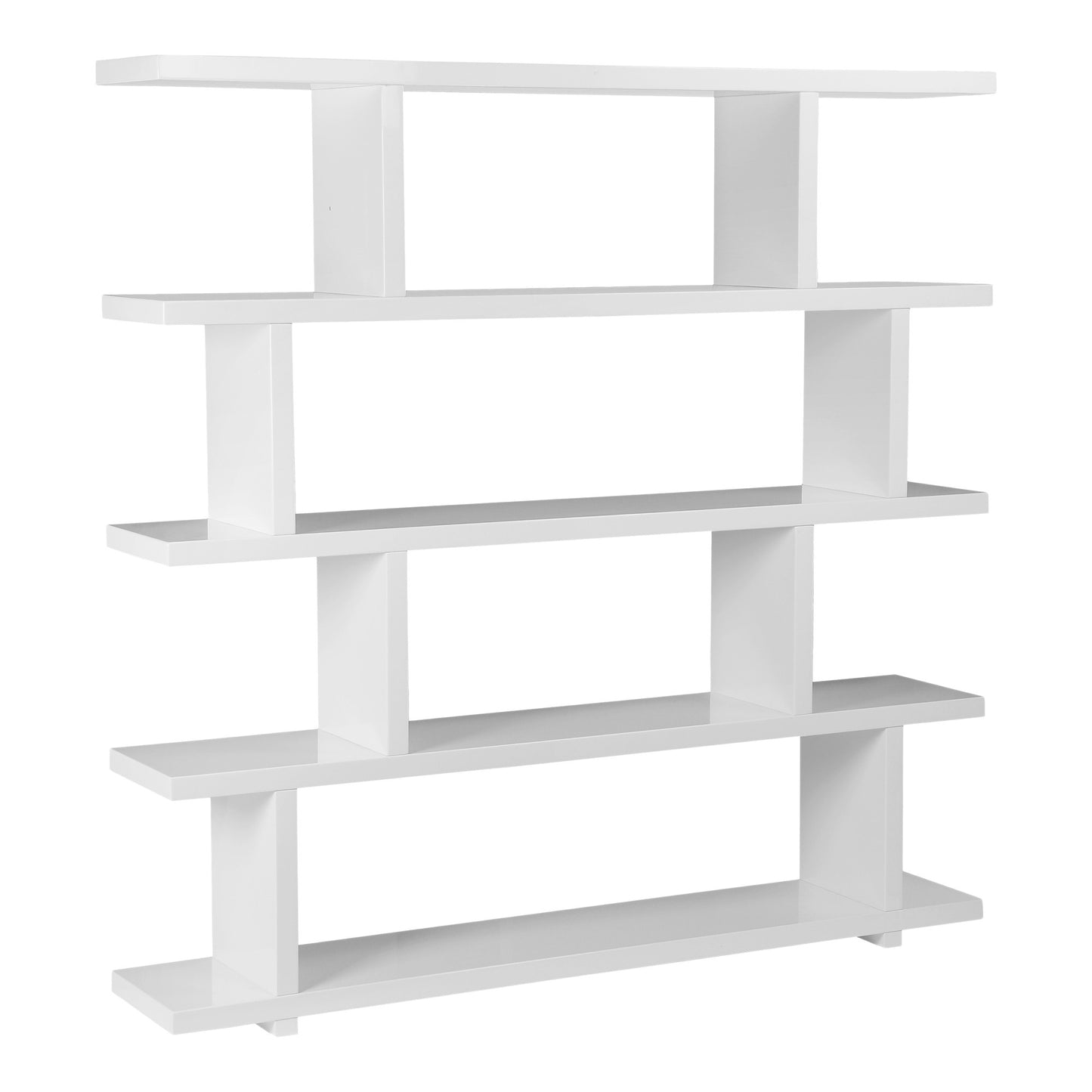 White Wood Five Tier Bookcase By Homeroots | Bookcases | Modishstore - 5