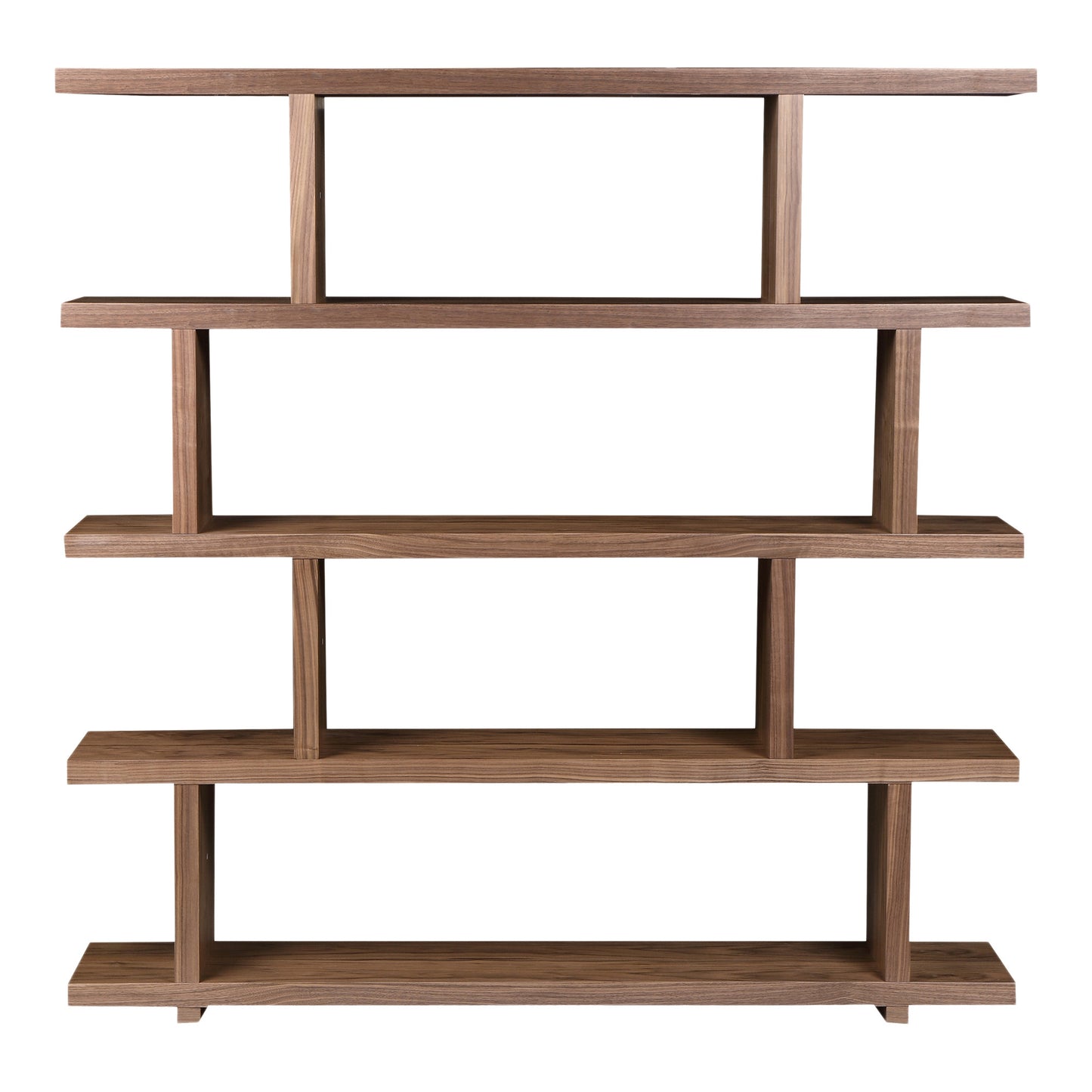 Brown And Natural Wood Five Tier Bookcase By Homeroots | Bookcases | Modishstore - 5