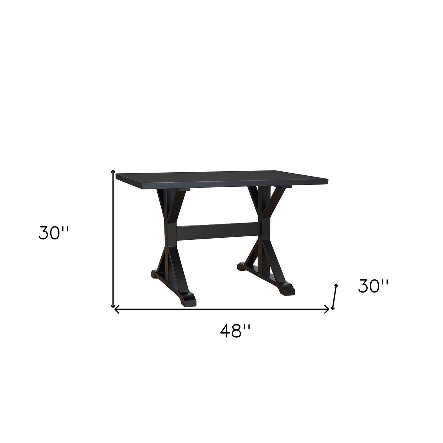 Black Solid Wood Trestle Base Dining Table By Homeroots | Dining Tables | Modishstore - 5