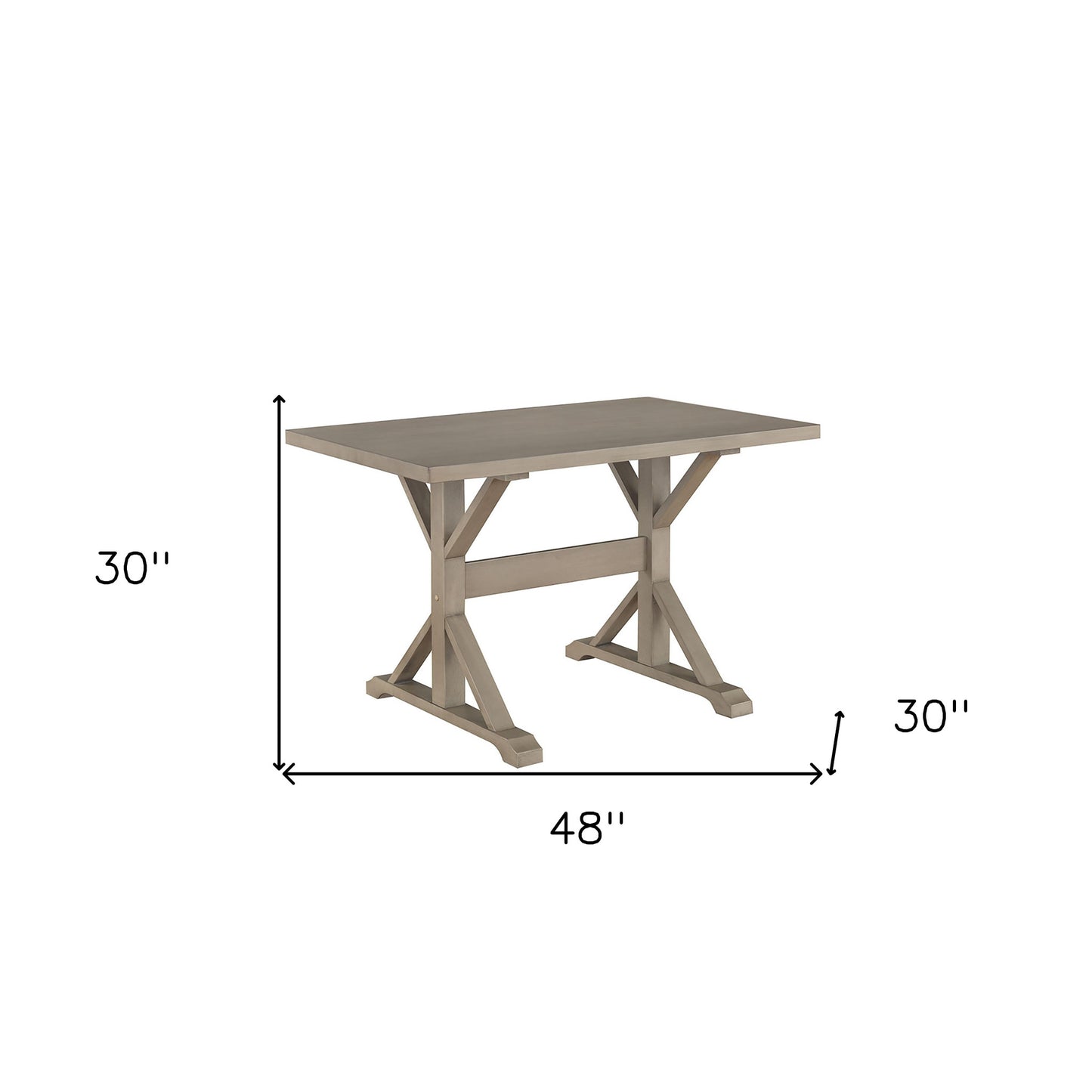 Gray Solid Wood Trestle Base Dining Table By Homeroots | Dining Tables | Modishstore - 5