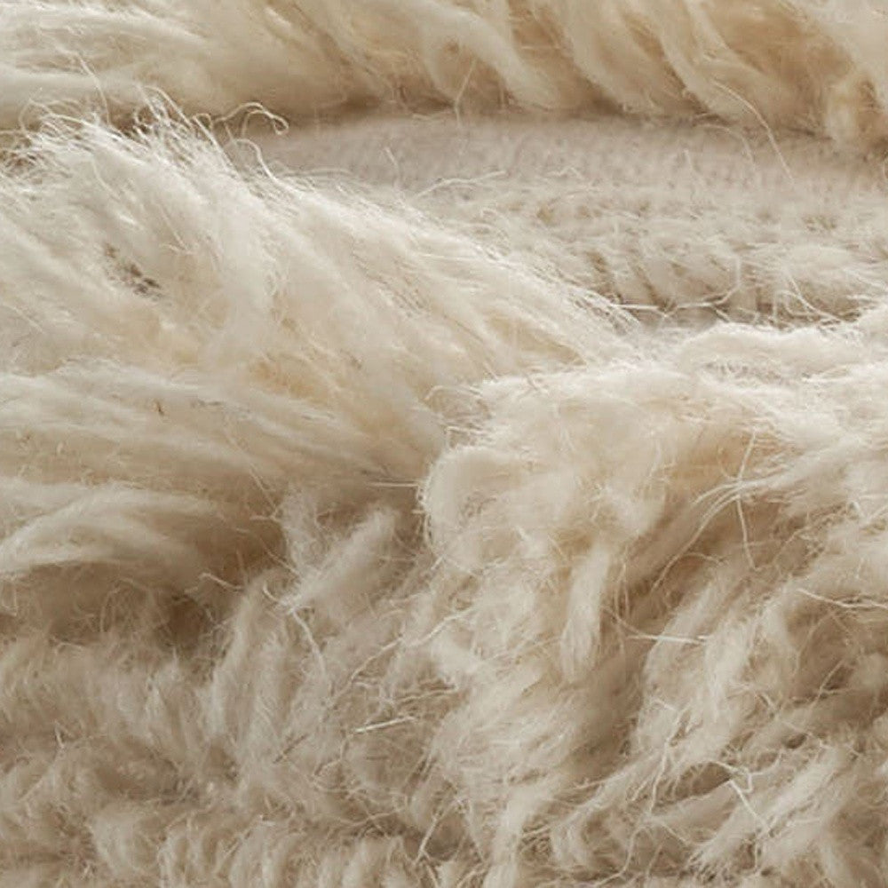 Ivory 100% Cotton Ottoman By Homeroots | Ottomans | Modishstore - 6