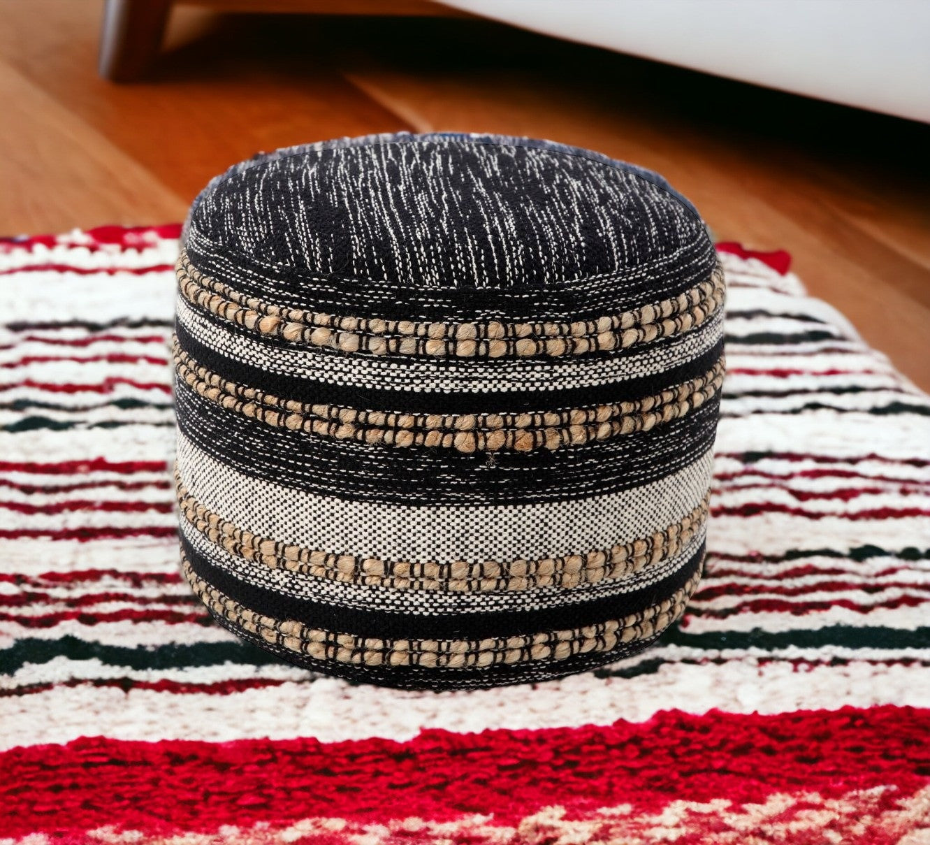Black Pouff By Homeroots | Ottomans | Modishstore - 8