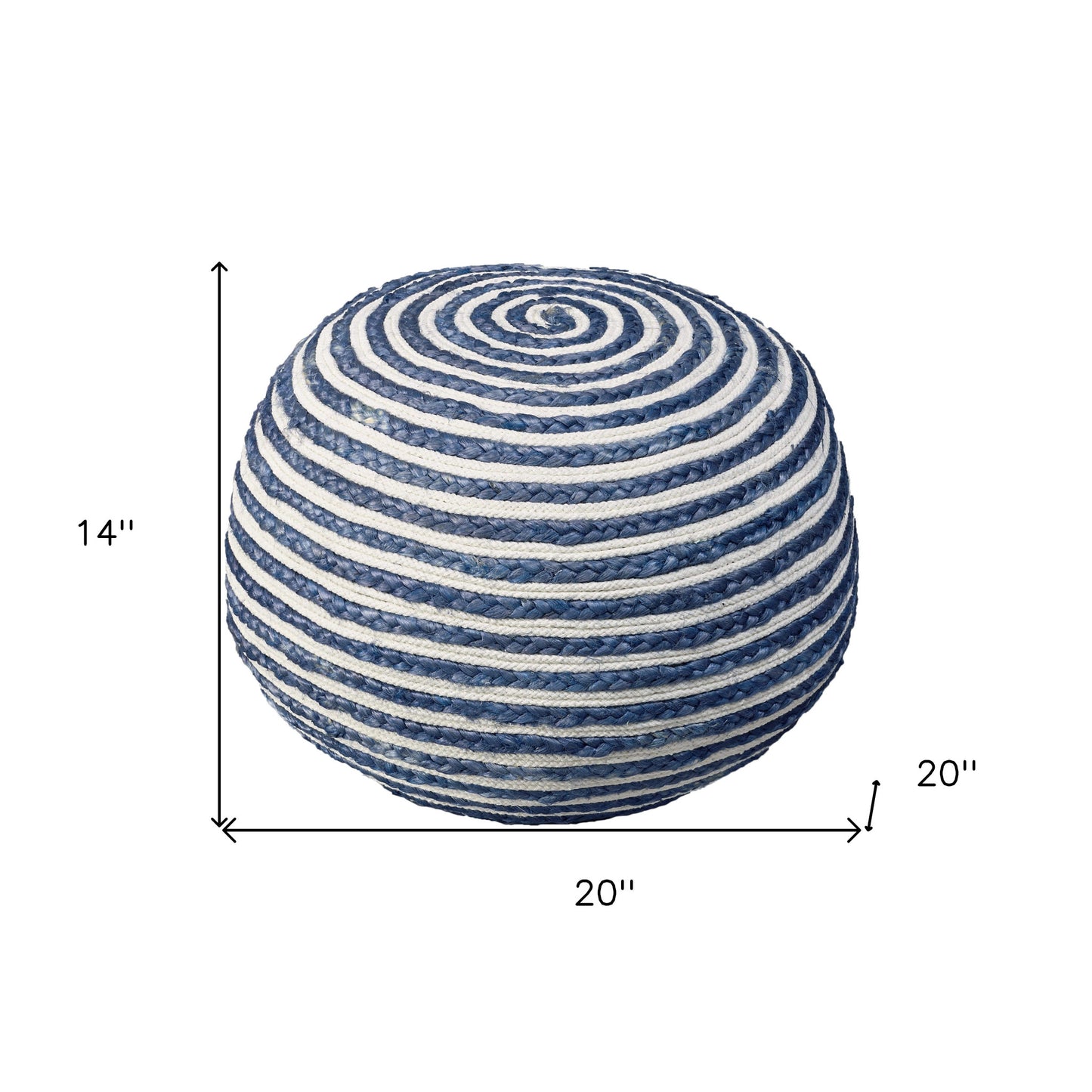 Blue Jute Ottoman By Homeroots | Ottomans | Modishstore - 6