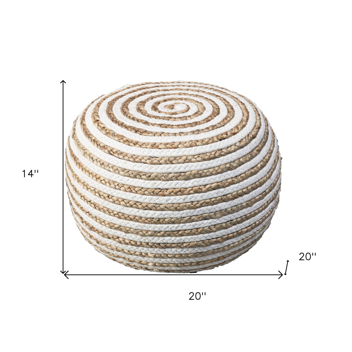 White Jute Ottoman By Homeroots | Ottomans | Modishstore - 5