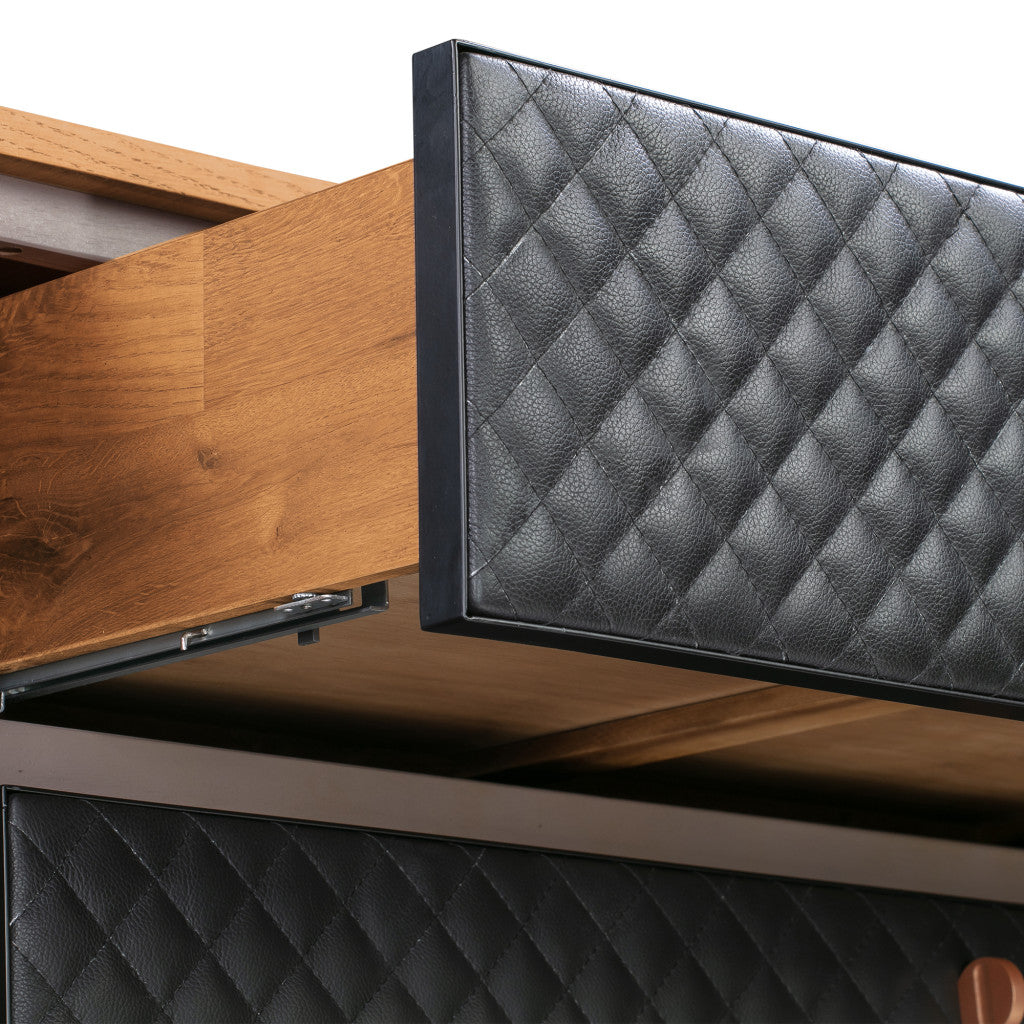 Brown and Black Solid Wood Three Drawer Double Dresser By Homeroots | Dressers | Modishstore - 8