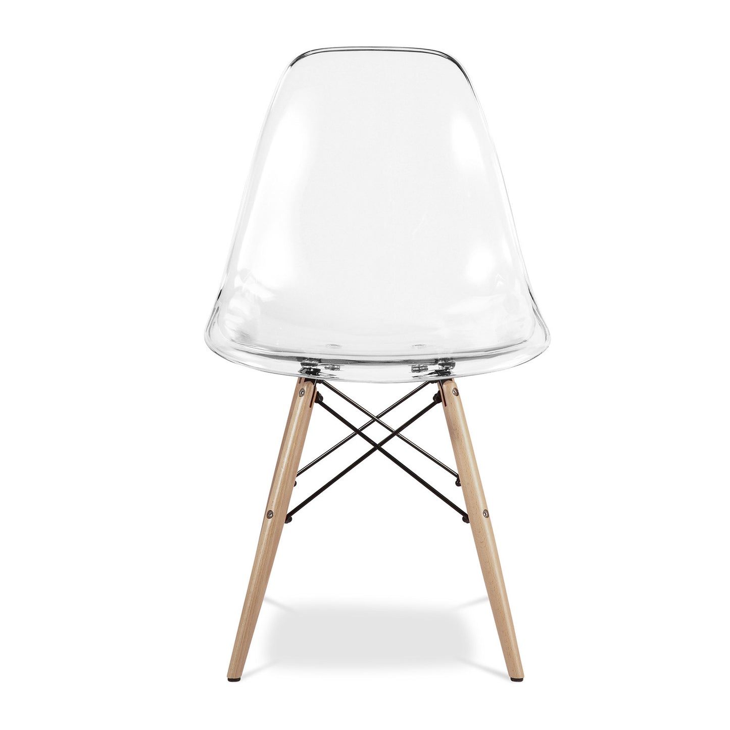 Clear And Natural Heavy Duty Plastic And Wood Dining Side Chair By Homeroots | Dining Chairs | Modishstore - 8
