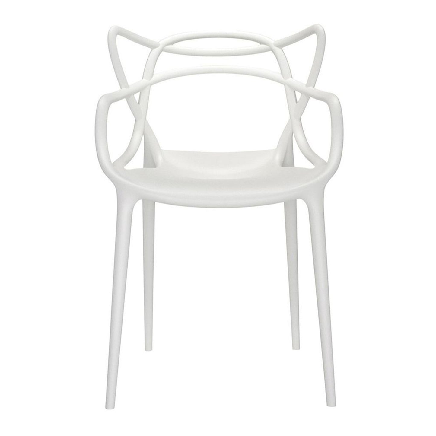 White Heavy Duty Plastic Open Back Dining Arm Chair By Homeroots | Dining Chairs | Modishstore - 7