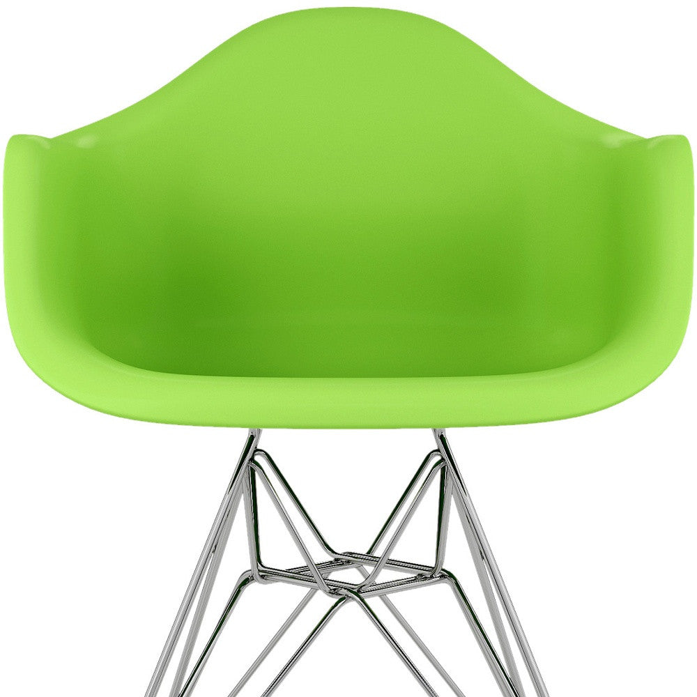 Green And Silver Heavy Duty Plastic Dining Arm Chair By Homeroots | Dining Chairs | Modishstore - 8