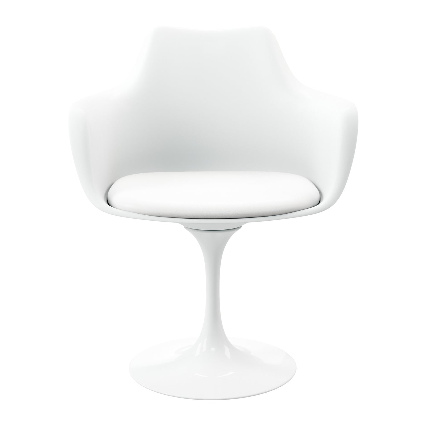 White Heavy Duty Plastic Swivel Dining Arm Chair With Faux Leather Cushion By Homeroots | Dining Chairs | Modishstore - 7