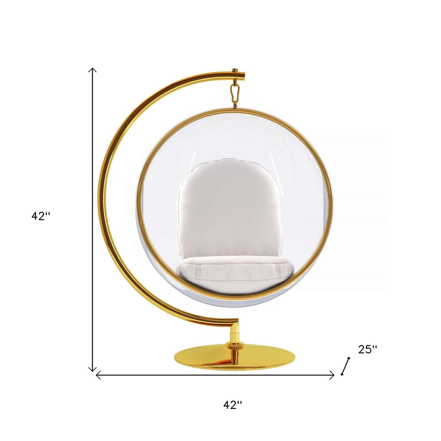 White and Gold Faux Leather Balloon Chair By Homeroots | Accent Chairs | Modishstore - 8