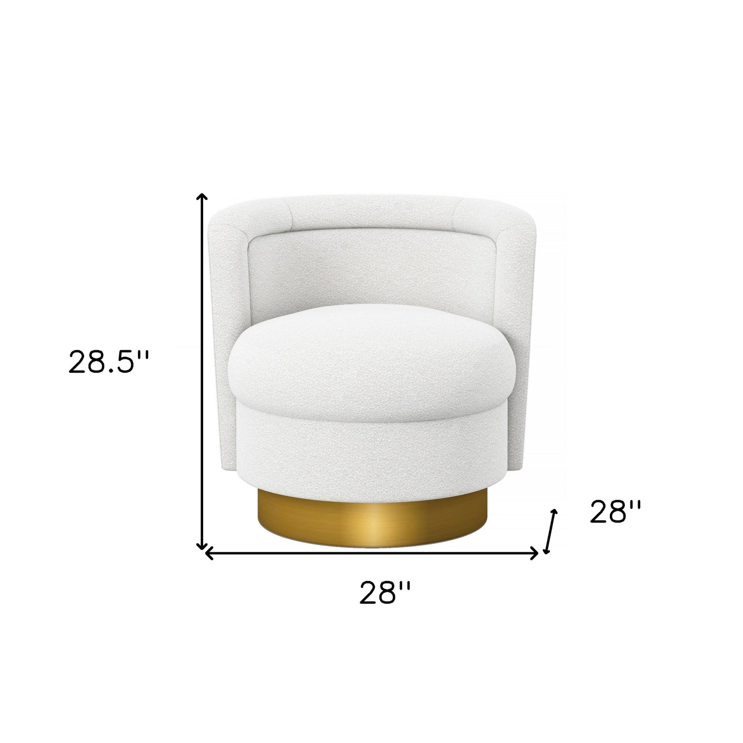 White and Gold Boucle Swivel Barrel Chair By Homeroots | Accent Chairs | Modishstore - 8