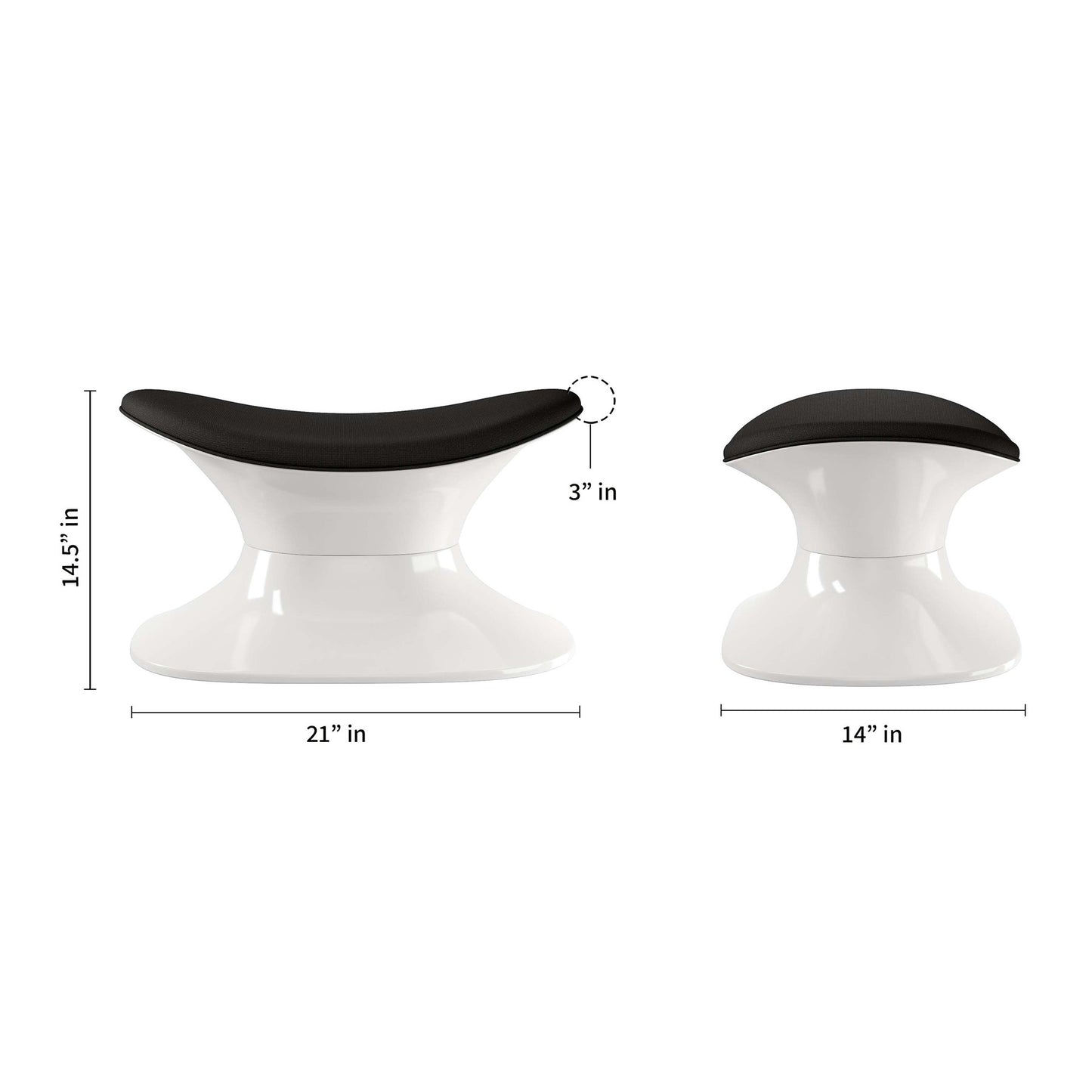 Black and White Wool And Fiberglass Contempo Footstool Ottoman By Homeroots | Ottomans | Modishstore - 8