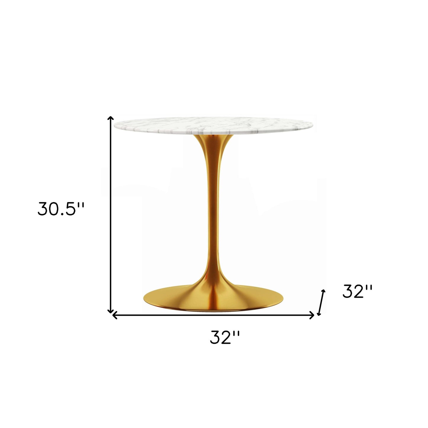 White And Gold Marble And Metal Dining Table By Homeroots | Dining Tables | Modishstore - 7