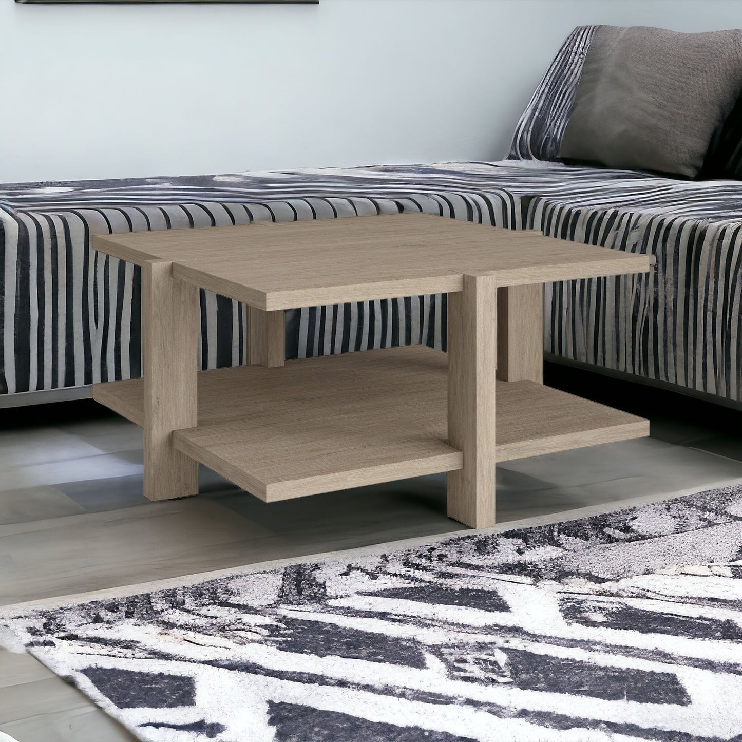 Gray Square Coffee Table With Shelf By Homeroots | Coffee Tables | Modishstore - 7