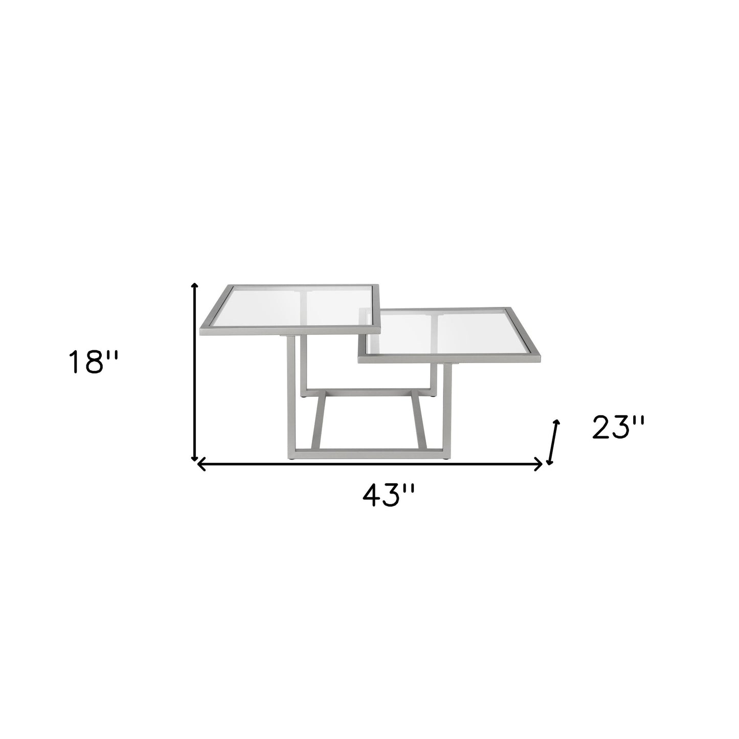 Silver Glass And Steel Square Coffee Table With Two Shelves By Homeroots | Coffee Tables | Modishstore - 8