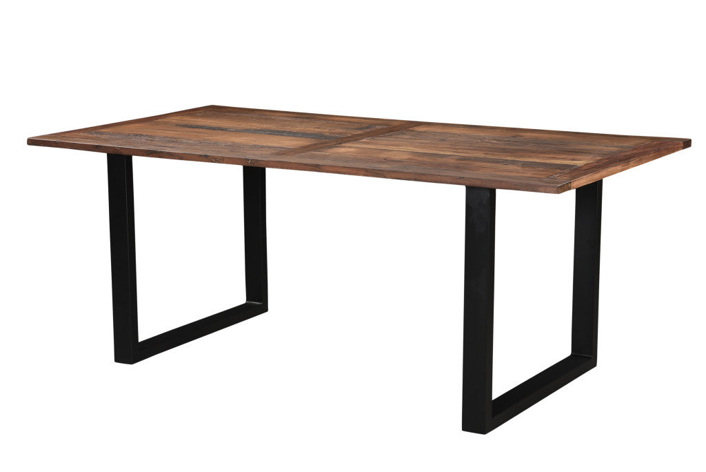 Dark Brown And Black Solid Wood Sled Base Dining Table By Homeroots | Dining Tables | Modishstore - 7