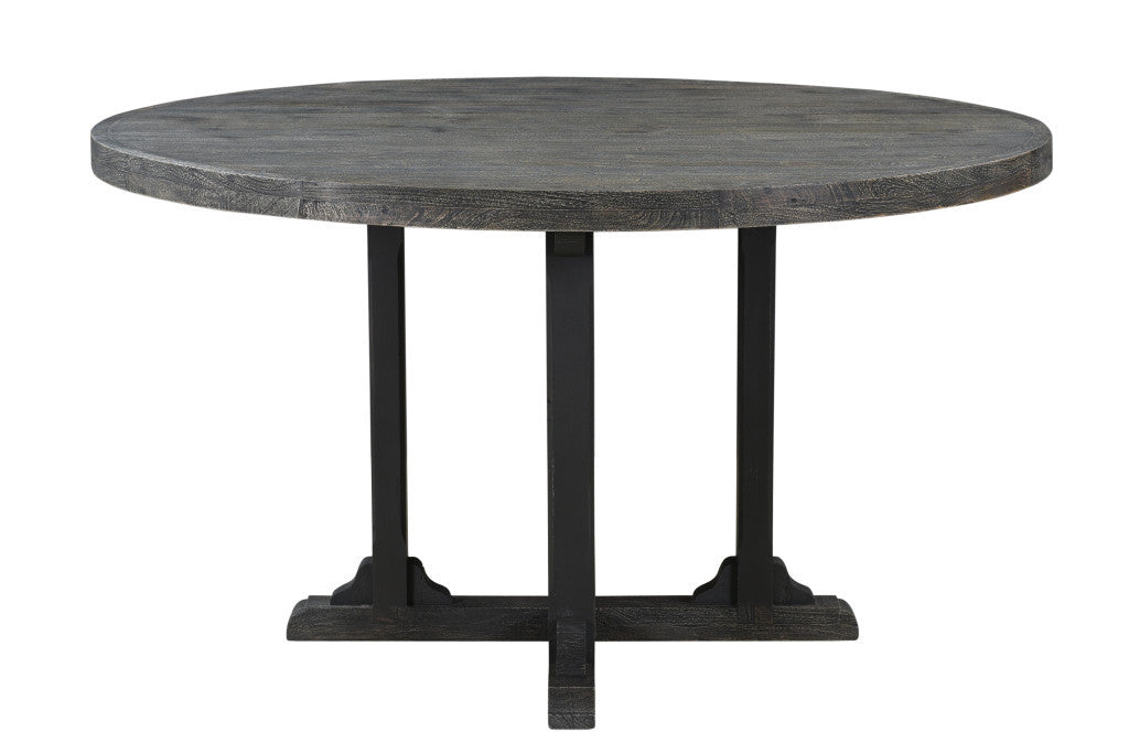 Black Rounded Solid Wood Pedestal Base Dining Table By Homeroots | Dining Tables | Modishstore - 8