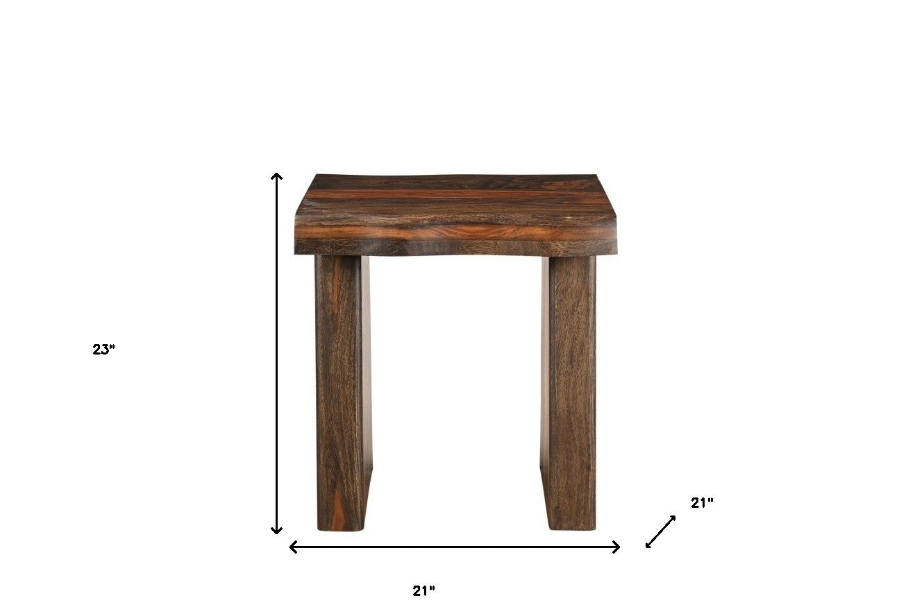 Dark Brown And Brown Wood Solid Wood Square End Table By Homeroots | End Tables | Modishstore - 6