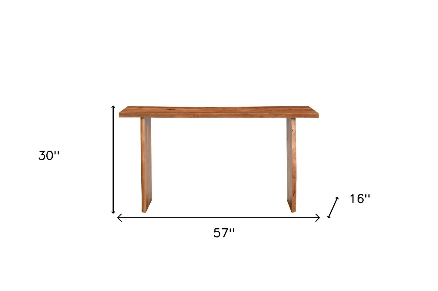 Chestnut Solid Wood Sled Console Table By Homeroots | Console Tables | Modishstore - 7