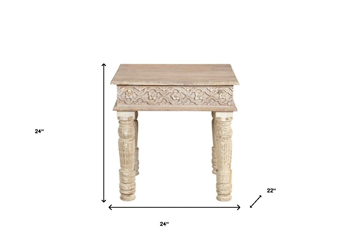 Natural Distressed Solid Wood Square End Table By Homeroots | End Tables | Modishstore - 7