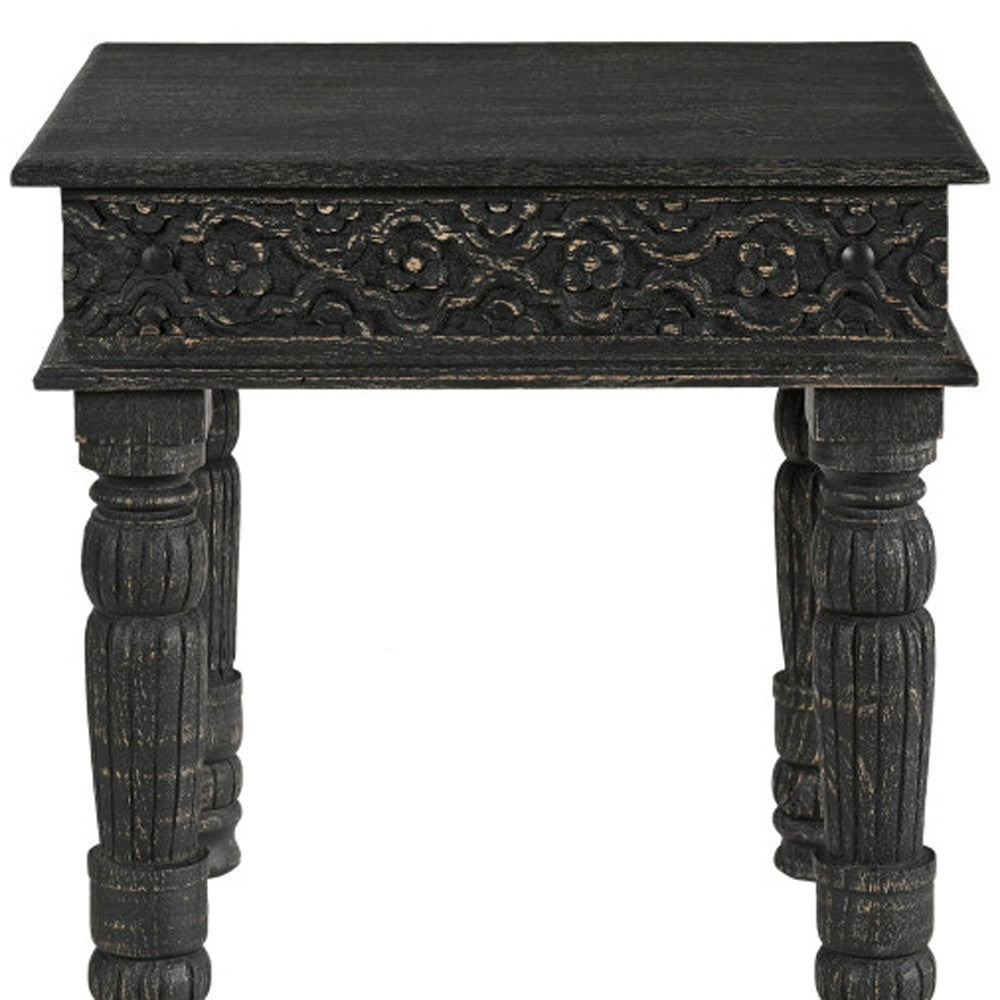 Black Distressed Solid Wood End Table By Homeroots | End Tables | Modishstore - 8