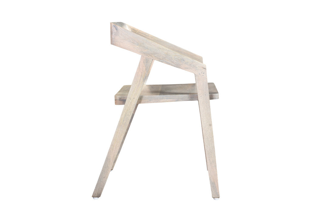 White Solid Wood Open Back Dining Arm Chair By Homeroots | Dining Chairs | Modishstore - 7