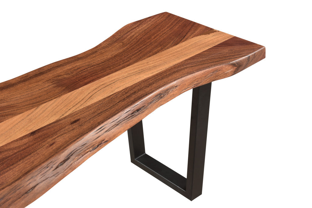 Brown And Black Solid Wood Dining bench By Homeroots | Benches | Modishstore - 6