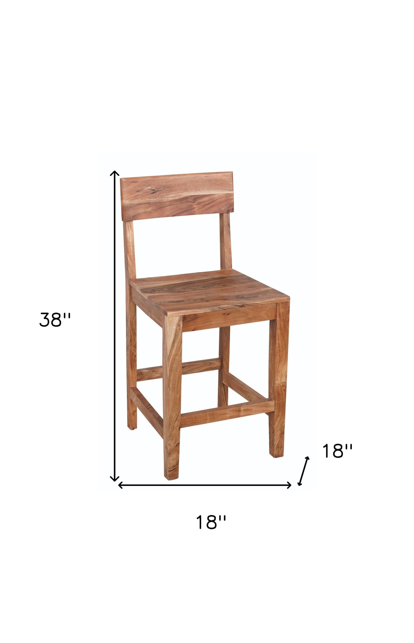 Brown Solid Wood Counter Height Bar Chair By Homeroots | Bar Stools | Modishstore - 4