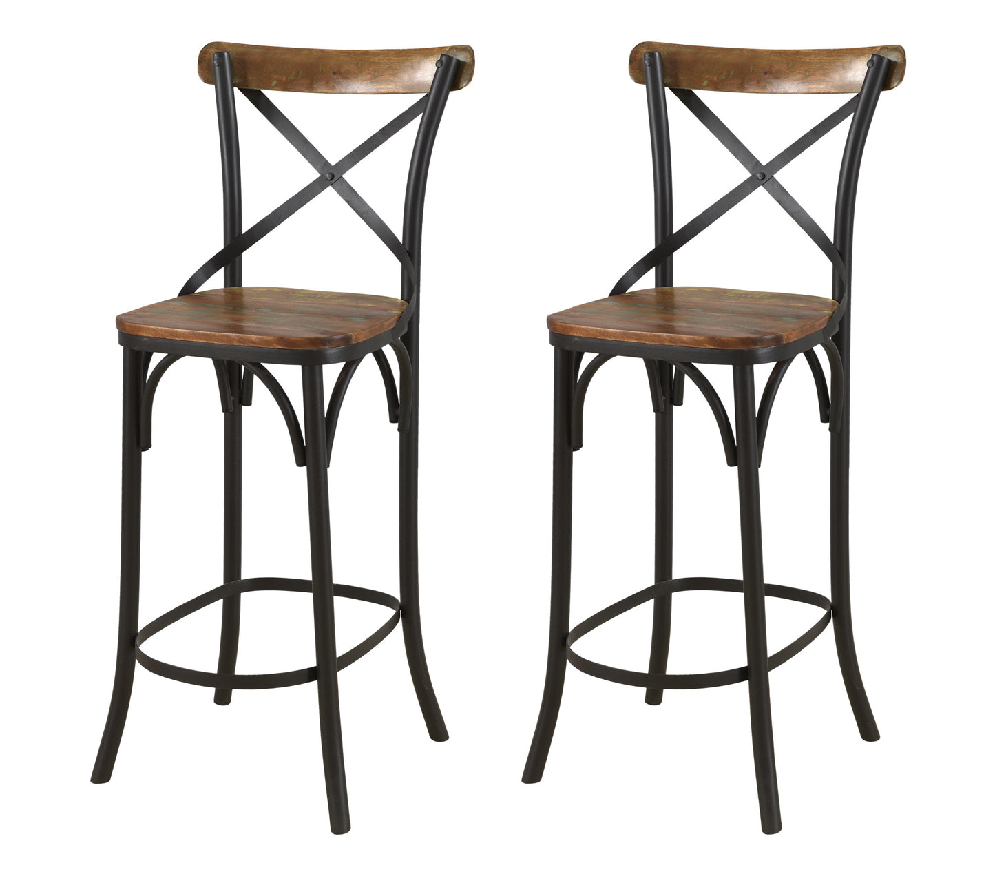 Brown and Black Solid Wood and Metal Counter Height Bar Chair By Homeroots | Bar Stools | Modishstore - 8