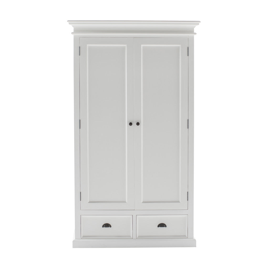Off White Solid Wood Frame Wardrobe With Five Shelves And Two Drawers By Homeroots | Dressers | Modishstore - 7