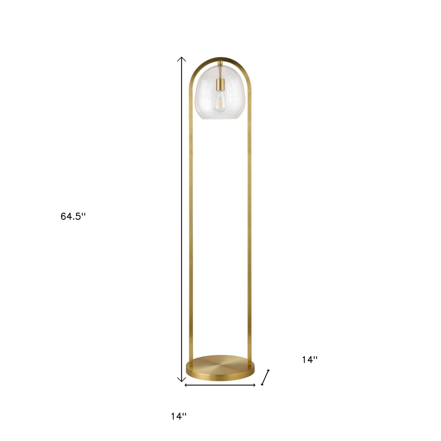 Brass Column Floor Lamp With Clear Seeded Glass Globe Shade By Homeroots | Floor Lamps | Modishstore - 8