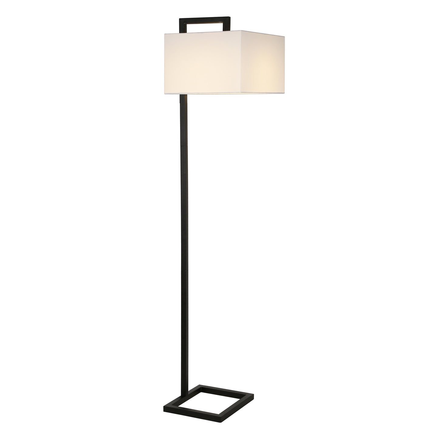 Black Floor Lamp With White Frosted Glass Rectangular Shade By Homeroots | Floor Lamps | Modishstore - 8
