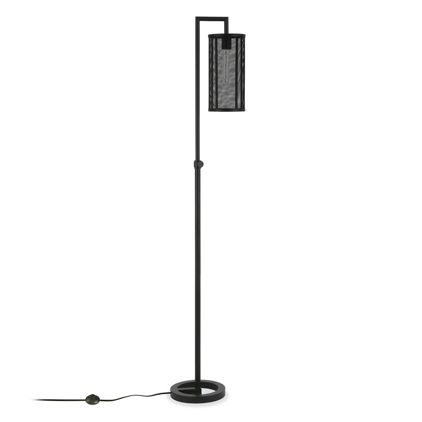 Black Floor Lamp With Black Mesh Metal Cylinder Shade By Homeroots | Floor Lamps | Modishstore - 7