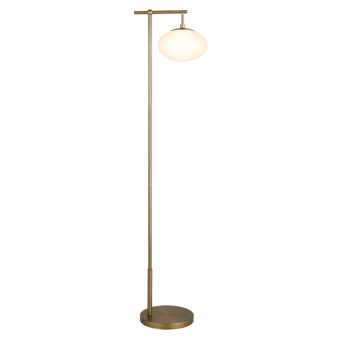 Brass Reading Floor Lamp With White Frosted Glass Globe Shade By Homeroots | Floor Lamps | Modishstore - 8